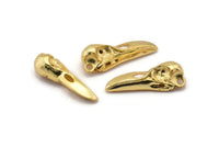 Gold Bird, 1 Gold Plated Brass Bird Skull Necklace Pendant (27x10x8mm) N0493 Q0155