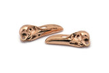 Rose Gold Bird, 1 Rose Gold Plated Brass Bird Skull Necklace Pendant (27x10x8mm) N0493 Q0155