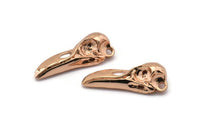 Rose Gold Bird, 1 Rose Gold Plated Brass Bird Skull Necklace Pendant (27x10x8mm) N0493 Q0155
