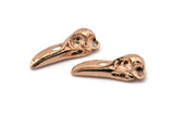 Rose Gold Bird, 1 Rose Gold Plated Brass Bird Skull Necklace Pendant (27x10x8mm) N0493 Q0155
