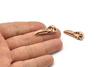 Rose Gold Bird, 1 Rose Gold Plated Brass Bird Skull Necklace Pendant (27x10x8mm) N0493 Q0155
