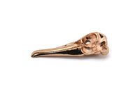 Bird Skull Charm, 1 Rose Gold Plated Brass Bird Skull Necklace Pendants white 1 Loop (34x10x9mm) N0487 Q0156