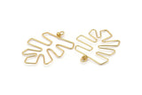 Altın Monstera Küpe Bulguları, 2 Altın Kaplama Pirinç Tel Monstera Küpe Bulguları, Tılsımlar (52x40x1mm) Bs 1702 Q0142