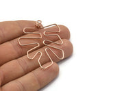 Rose Gold Monstera Findings, 2 Rose Gold Lacquer Plated Brass Wire Monstera Earring Findings, Charms (52x40x1mm) Bs 1702 Q0129