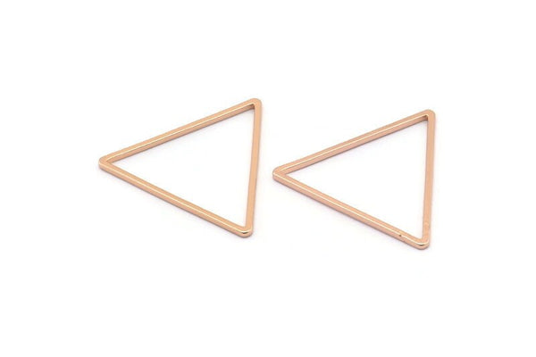 Rose Gold Triangle Ring, 8 Rose Gold Plated Brass Open Triangle Rings, Charms (27x1mm) BS 1028 Q0133