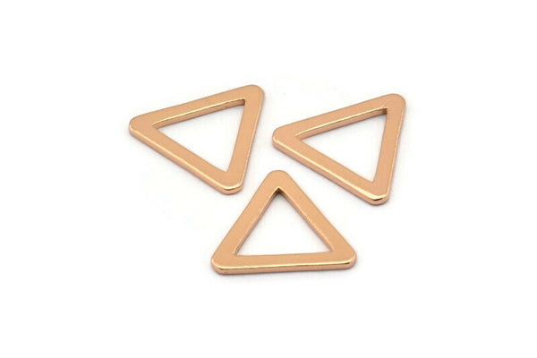 Tiny Triangle Connector, 8 Rose Gold Plated Brass Triangle Connectors, Rings  (16x2x1.2mm) D0023 Q0165