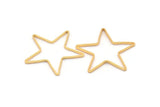 Large Star Charm, 4 Gold Plated Brass Open Star Rings, Charms (42x2x1mm) Mb 9-25 Q0161