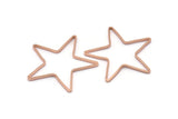 Large Star Charm, 4 Rose Gold Plated Brass Open Star Rings, Charms (42x2x1mm) Mb 9-25 Q0161