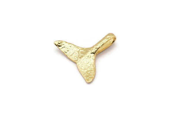 Gold Fish Tail Charm, 6 Gold Plated Fish Tail Pendants, Jewelry Supplies, Findings (17x19mm) N0334 Q0184