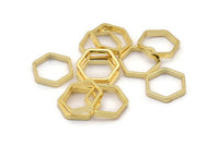 Gold Hexagon Ring, 12 Gold Plated Hexagon Shaped Rings, Charms (12x0.8x2mm) Bs 1178 Q0196