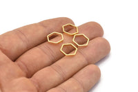 Gold Hexagon Ring, 12 Gold Plated Hexagon Shaped Rings, Charms (12x0.8x2mm) Bs 1178 Q0196