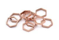 Rose Gold Hexagon Ring, 12 Rose Gold Plated Brass Hexagon Shaped Rings, Charms (12x0.8x2mm) Bs 1178 Q0196