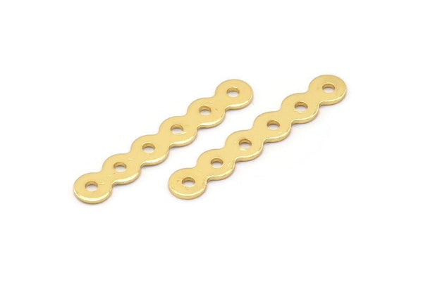 Gold Connector Findings, 12 Gold Plated Connectors With 6 Holes, Charms, Findings (27x4.5mm) A0250 Q0280