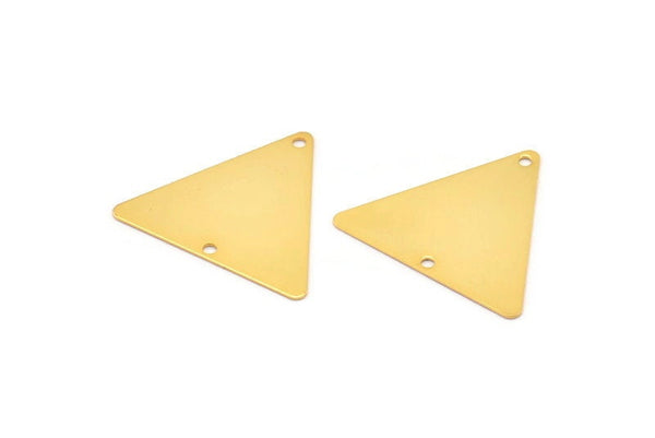 Altın Hippi Üçgeni, 2 Delikli 5 Altın Kaplama Pirinç Üçgen Tılsımı (22x25mm) Brs 3028-2 A0085 Q0267