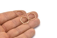 Open Honeycomb Ring, 20 Rose Gold Plated Brass Hexagon Rings, Charms (16x1mm) Bs 1223 Q0234