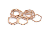 Open Honeycomb Ring, 20 Rose Gold Plated Brass Hexagon Rings, Charms (16x1mm) Bs 1223 Q0234