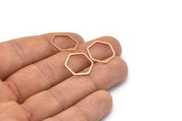 Open Honeycomb Ring, 20 Rose Gold Plated Brass Hexagon Rings, Charms (16x1mm) Bs 1223 Q0234