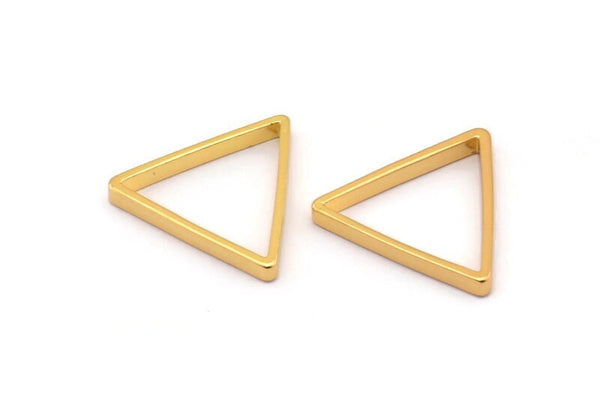 Gold Triangle Charm, 8 Gold Plated Brass Open Triangle Rings, Charms (17x0.8x2mm) BS 1199 Q0167