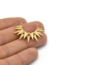 Gold Sunny Pendant, Gold Plated Brass Sunny Ethnic Pendant With 2 Loops, Findings, Charms (28x36x4mm) BS 2304 Q0462