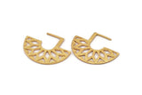 Geometric Earring Findings, 2 Gold Plated Brass Ethnic Semi Circle Textured Earring Findings (36x29x1mm) BS 2053 Q0558
