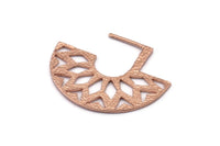 Geometrik Küpe Bulguları, 2 Gül Altın Kaplama Pirinç Etnik Yarım Daire Dokulu Küpe Bulguları (36x29x1mm) BS 2053 Q0558