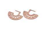 Geometrik Küpe Bulguları, 2 Gül Altın Kaplama Pirinç Etnik Yarım Daire Dokulu Küpe Bulguları (36x29x1mm) BS 2053 Q0558