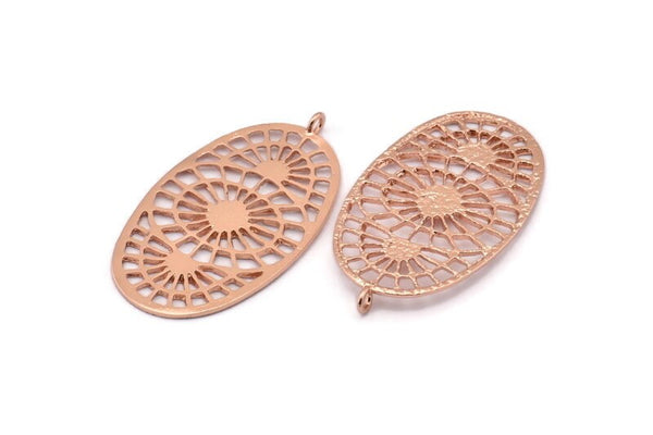 Rose Gold Ethnic Pendant, Rose Gold Plated Brass Ethnic Pendant With 1 Loop, Earring Findings, Charms (45x25x1.1mm) E176