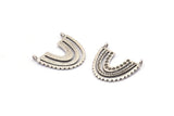 Silver Charm, 2 Antique Silver Plated Brass, Silver Pendants, Charm Pendants, Silver U Shape Charms With 2 Loops (24x22x1.2mm) N1449 H1331