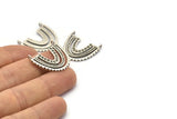 Silver Charm, 2 Antique Silver Plated Brass, Silver Pendants, Charm Pendants, Silver U Shape Charms With 2 Loops (24x22x1.2mm) N1449 H1331