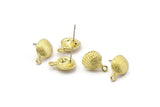 Brass Shell Earring, 2 Raw Brass Sea Shell Stud Earrings With 1 Loop (16x12mm) N0904 A2302