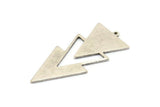 Silver Triangle Charm, 4 Antique Silver Plated Brass Triangle Charms With 1 Loop (49x21x1mm) M01111 H1269