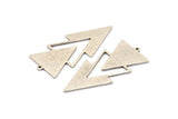Silver Triangle Charm, 4 Antique Silver Plated Brass Triangle Charms With 1 Loop (49x21x1mm) M01111 H1269