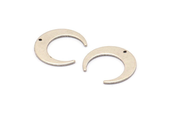 Silver Moon Charms, 12 Antique Silver Plated Brass Crescent  With 1 Hole, Pendants, Earrings, Findings (18x16.5x4.5x1mm) BS 2060 H1343