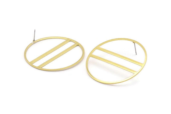Brass Round Earring, 2 Raw Brass Round Stud Earrings (43x0.90mm) M01129 A2307