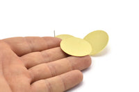 Brass Round Earring, 6 Raw Brass Round Stud Earrings (30mm) B0336 A1694