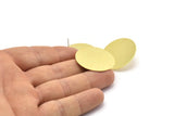Brass Round Earring, 6 Raw Brass Round Stud Earrings (30mm) B0336 A1694