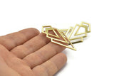 Brass Triangle Earring, 4 Raw Brass Diamond Stud Earrings (46x22x1mm) M01216 A2305