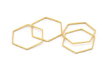 Gold Hexagon Charm, 12 Gold Plated Brass Hexagon Shaped Ring Charms (25x0.6x0.9mm) BS 1206 Q0493