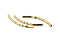 Long Curved Tube Beads, 6 Gold Plated Brass Curved Tubes (3x60mm) Bs 1409 Q0411
