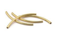 Long Curved Tube Beads, 6 Gold Plated Brass Curved Tubes (3x60mm) Bs 1409 Q0411