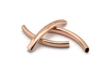 Rose Gold Noodle Tube, 6 Rose Gold Plated Oval Curved Tubes (47x6x4mm) Sq19 Brc292 Q0306