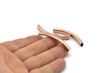 Rose Gold Noodle Tube, 6 Rose Gold Plated Oval Curved Tubes (47x6x4mm) Sq19 Brc292 Q0306
