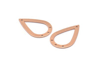 Rose Gold Drop Charm, 4 Rose Gold Plated Brass Drop Charms With 4 Holes, Findings (31x20x0.75mm) E043 Q0535