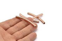 Rose Gold Noodle Tube, 6 Rose Gold Plated Brass Curved Tube (4x50mm) Bs 1424 Q0351