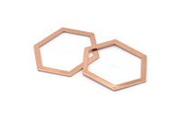 Hexagon Choker Charm, 3 Rose Gold Plated Brass Hexagon Charms, Pendants, Findings (39x29.5x1mm) E033 Q0528