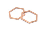 Hexagon Choker Charm, 3 Rose Gold Plated Brass Hexagon Charms, Pendants, Findings (39x29.5x1mm) E033 Q0528