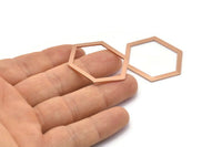 Hexagon Choker Charm, 3 Rose Gold Plated Brass Hexagon Charms, Pendants, Findings (39x29.5x1mm) E033 Q0528