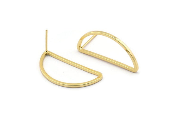 Altın Asimetrik Küpe, 6 Altın Kaplama Pirinç Asimetrik Yarım Ay Küpe Direği, Kolye Uçları, Bulgular (30x15x1,2 mm) E343 Q0523