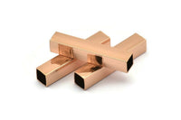 6 Square Rose Gold Plated Brass Tubes (32x6x6mm) Sq06nf Brc261 Q0175