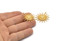 Gold Sun Charm, Gold Plated Brass, Gold Sun, Charm Pendant, Gold Pendant, Gold Charm With 1 Loop (32x30mm) N1518 H0876